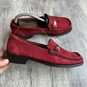 Bally Women’s Size 5 Burgundy Leather Loafers Shoes Slide On