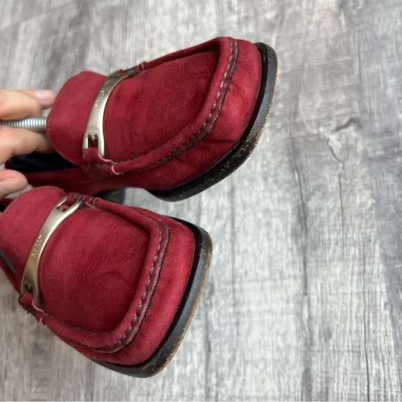Bally Women’s Size 5 Burgundy Leather Loafers Shoes Slide On