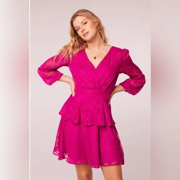 Band of the Free KISS ME FUCHSIA PEPLUM MINI DRESS Medium NWT