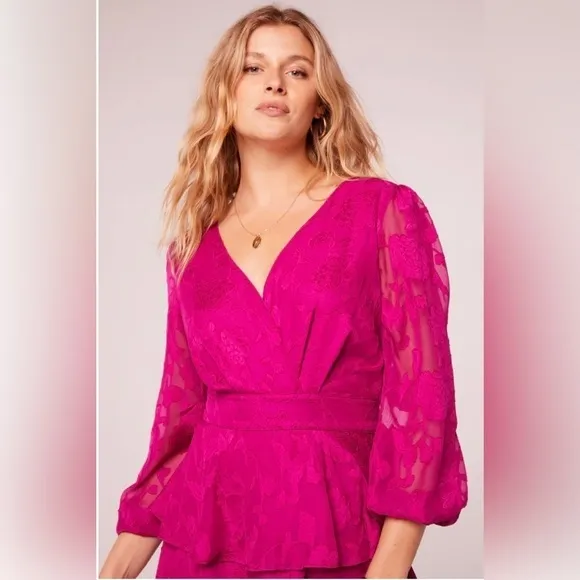 Band of the Free KISS ME FUCHSIA PEPLUM MINI DRESS Medium NWT