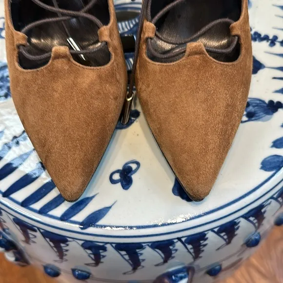 Barneys New York Lace Up Suede Heels