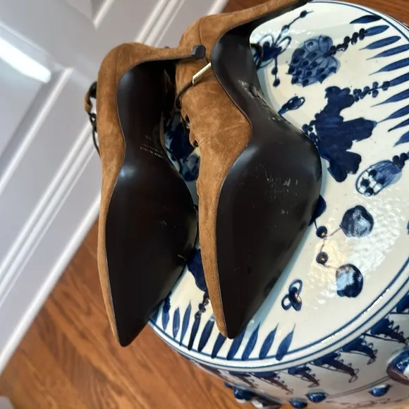 Barneys New York Lace Up Suede Heels