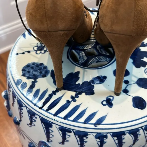 Barneys New York Lace Up Suede Heels