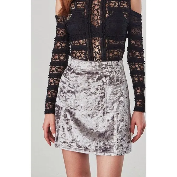 BB Dakota Metallic Calhoun Crushed Velvet Skirt