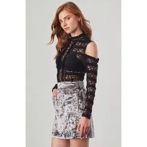 BB Dakota Metallic Calhoun Crushed Velvet Skirt