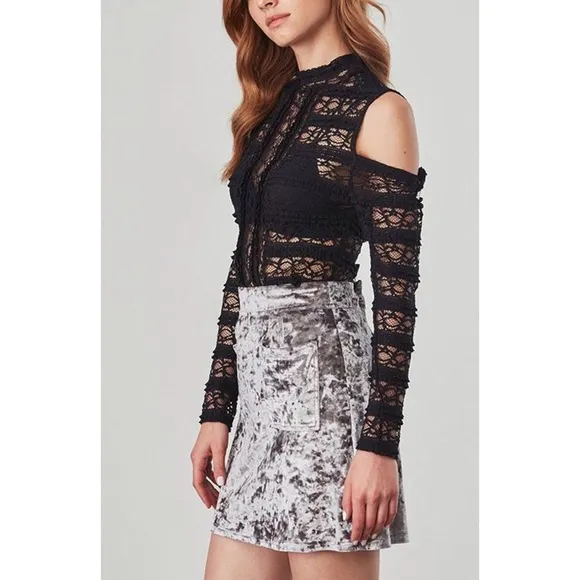 BB Dakota Metallic Calhoun Crushed Velvet Skirt