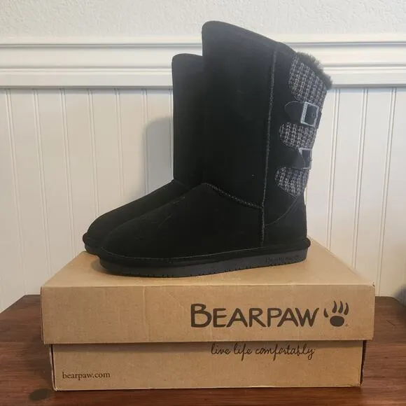 Bearpaw Boshie Womens Size 10 Black Winter Boots New