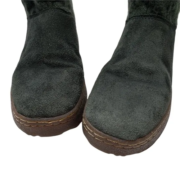 BearPaw | Candice Green Cable Knit Suede Wool Lined Winter Boots Women's 5