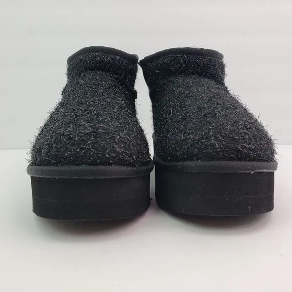 BearPaw Shalini Youth Girls Size 4Y Black Sparkle Wool Blend Winter Low Boots