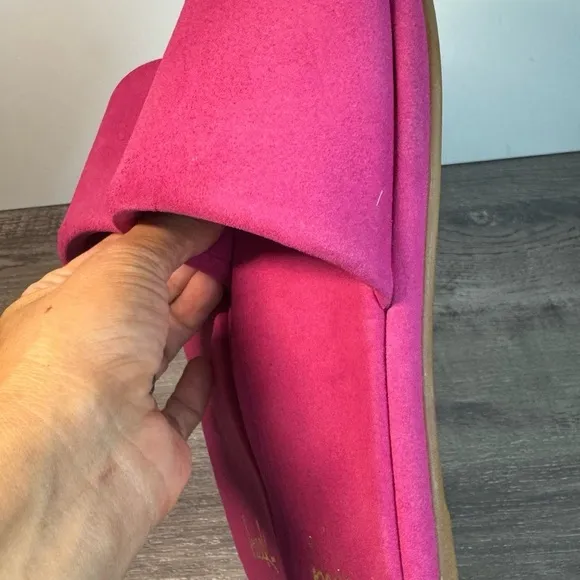 BEEK Puffbird Fuschia suede slide sandals size 8 $280 RARE
