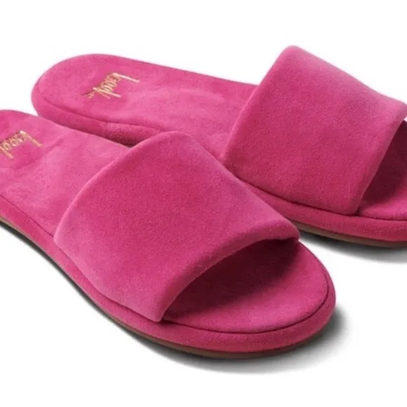 BEEK Puffbird Fuschia suede slide sandals size 8 $280 RARE