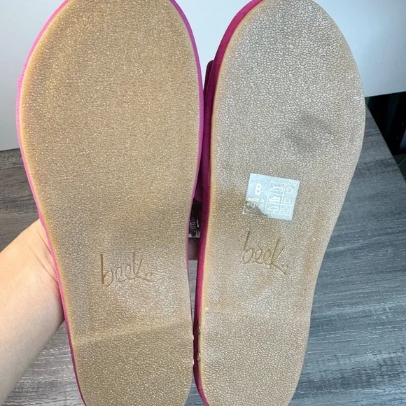 BEEK Puffbird Fuschia suede slide sandals size 8 $280 RARE