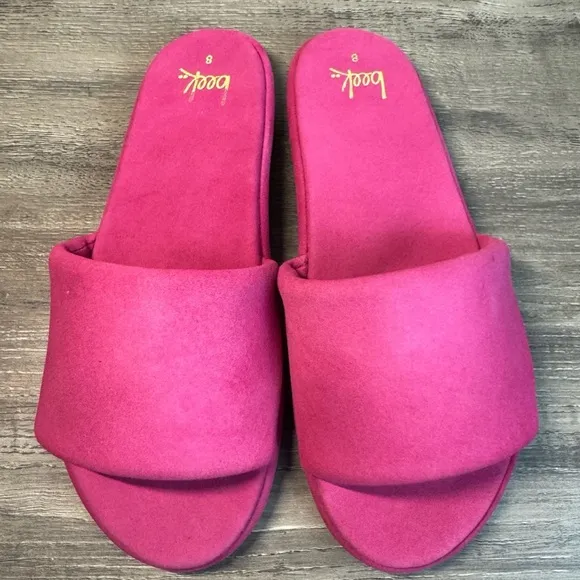 BEEK Puffbird Fuschia suede slide sandals size 8 $280 RARE
