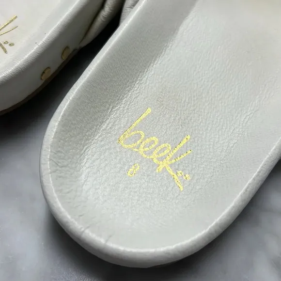 Beek White Leather Flip Flops Size 8 Thong Sandal