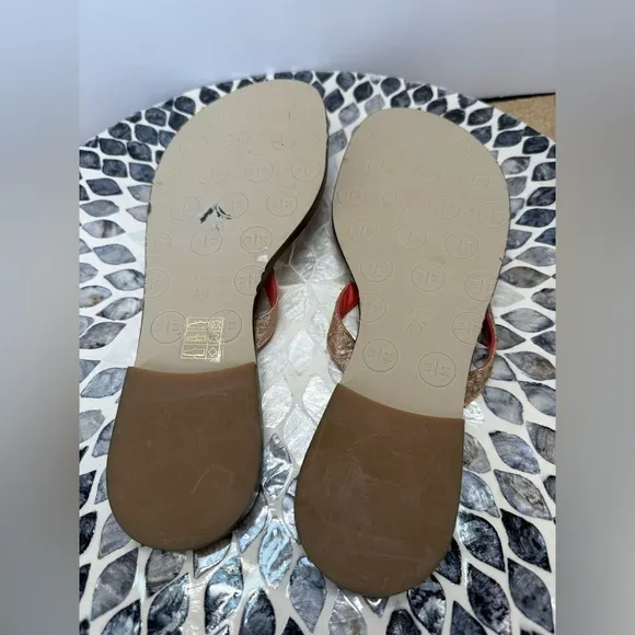 Bella Ha Italian orange and Tan Sandals size 40, US 10