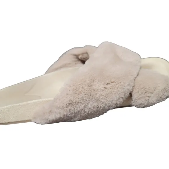 BIRDIES The Robin Tan Faux Fur Sandals
