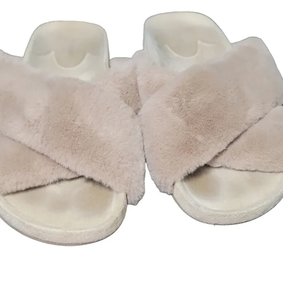 BIRDIES The Robin Tan Faux Fur Sandals