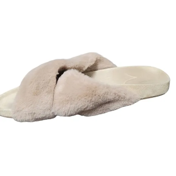 BIRDIES The Robin Tan Faux Fur Sandals