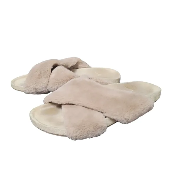 BIRDIES The Robin Tan Faux Fur Sandals