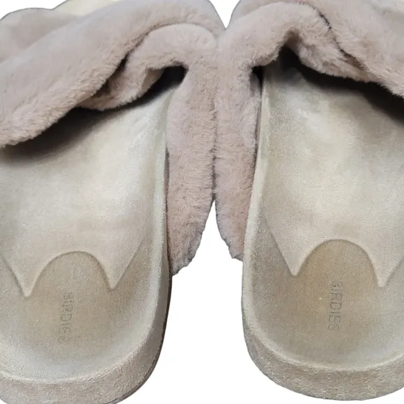 BIRDIES The Robin Tan Faux Fur Sandals