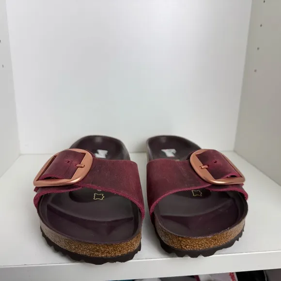 Birkenstock - Big Buckle Madrid - Burgundy/Rose Gold Buckle Sandals Size 38