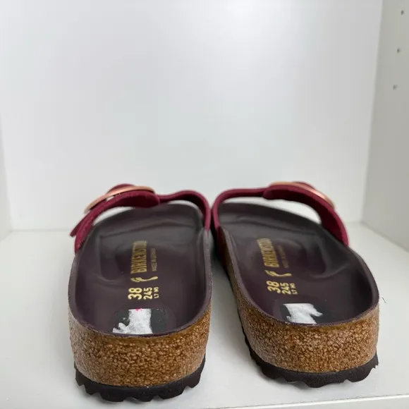 Birkenstock - Big Buckle Madrid - Burgundy/Rose Gold Buckle Sandals Size 38