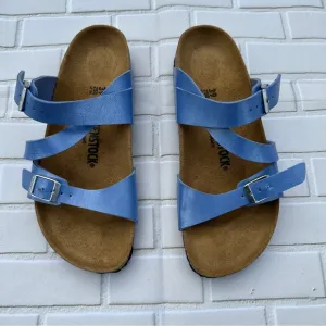 Birkenstock Blue Sandals with Silver Buckle Size 39