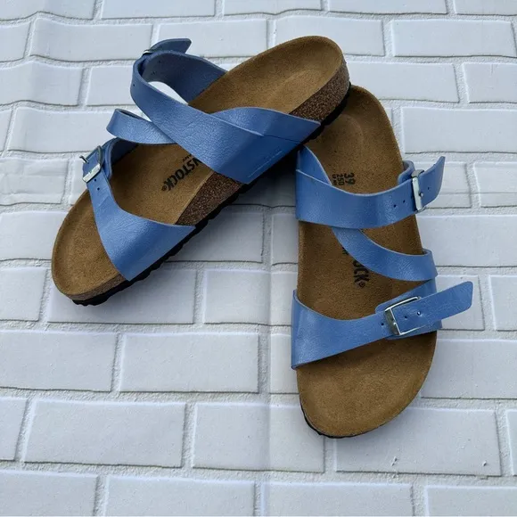 Birkenstock Blue Sandals with Silver Buckle Size 39