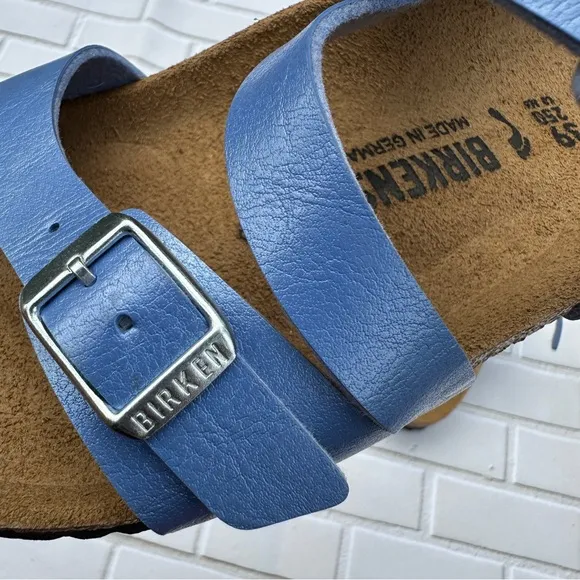Birkenstock Blue Sandals with Silver Buckle Size 39