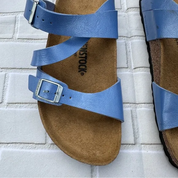 Birkenstock Blue Sandals with Silver Buckle Size 39