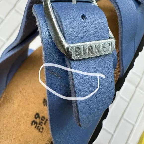 Birkenstock Blue Sandals with Silver Buckle Size 39