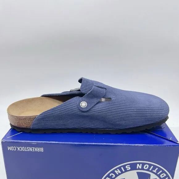 Birkenstock Boston Clog Suede Embossed Corduroy Indigo EU 46 Mens US 13- 13.5