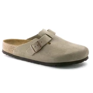 Birkenstock Boston Suede Clogs in Taupe