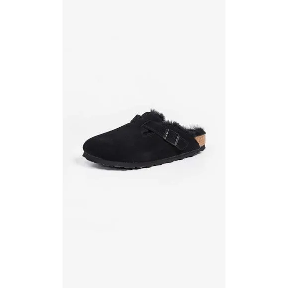 BIRKENSTOCK BOSTON VL SHEARLING SUEDE LEATHER UNISEX SHOES SIZE 10, COLOR: