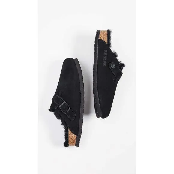BIRKENSTOCK BOSTON VL SHEARLING SUEDE LEATHER UNISEX SHOES SIZE 10, COLOR: