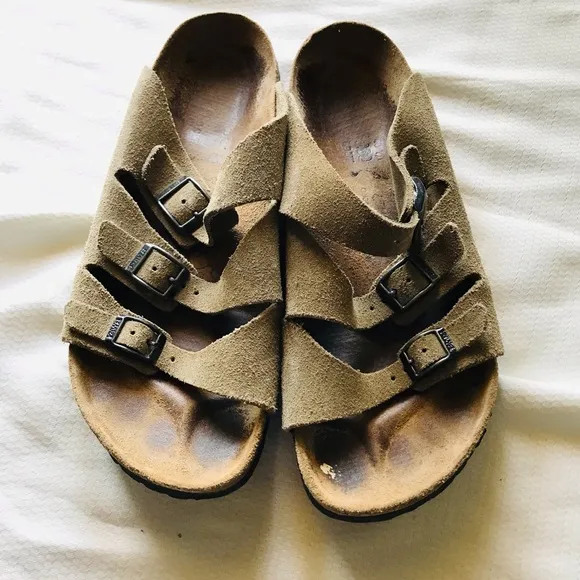 Birkenstock Brown Suede Sandals with Buckles