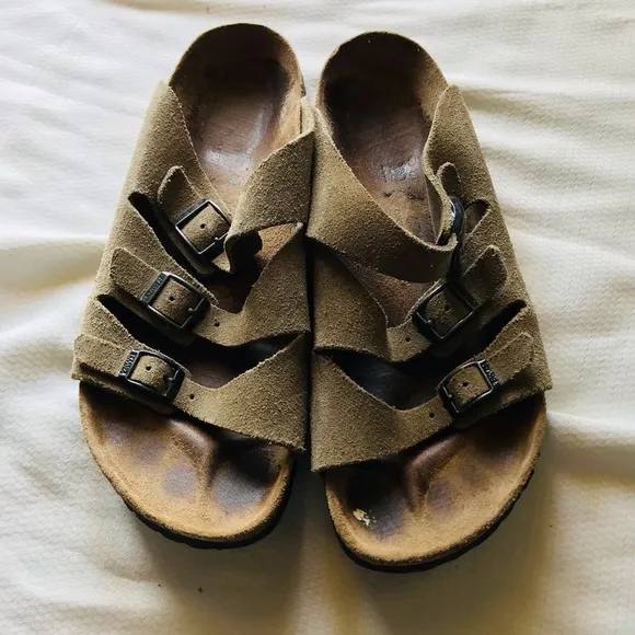 Birkenstock Brown Suede Sandals with Buckles