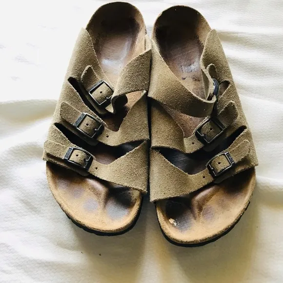 Birkenstock Brown Suede Sandals with Buckles