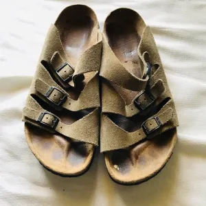 Birkenstock Brown Suede Sandals with Buckles