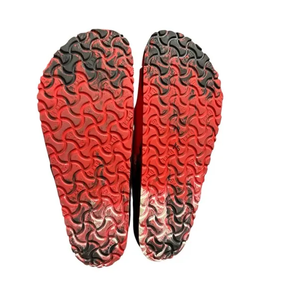 Birkenstock Eva Arizona Red Black Rubber Sandals Size 11 (45) Painted Marbled