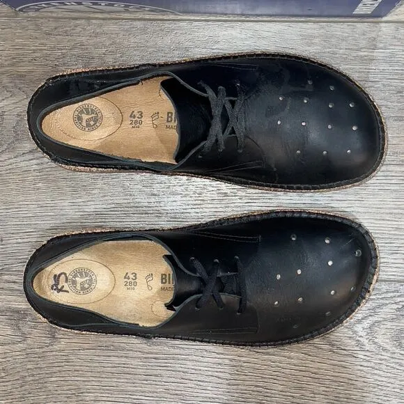 Birkenstock Gary Lace Up Black Leather Oxford Shoes - EU Size 43, US Men's 10