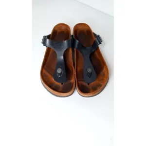 Birkenstock Gizeh Slides Sandals Black T Strap Thong Womens Size 8.5/39 *READ