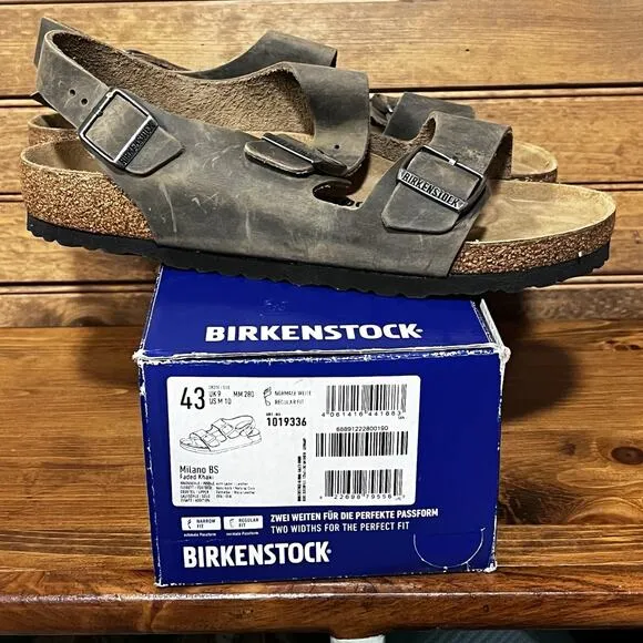 BIRKENSTOCK Men’s 10 Reg Fit Milano Faded Khaki Oiled Leather - 1019336 NIB