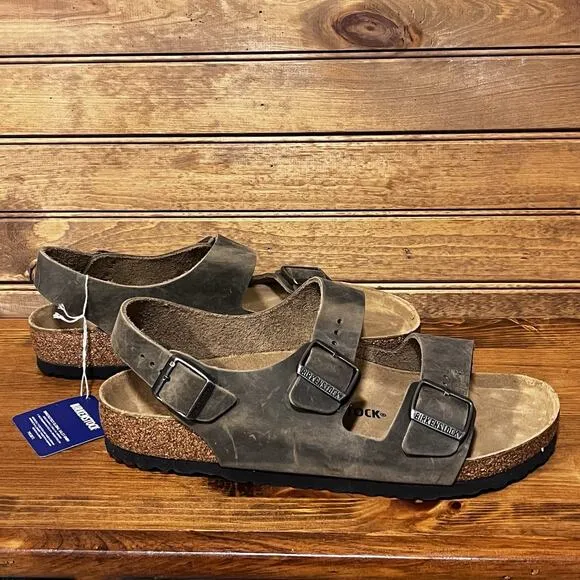 BIRKENSTOCK Men’s 10 Reg Fit Milano Faded Khaki Oiled Leather - 1019336 NIB