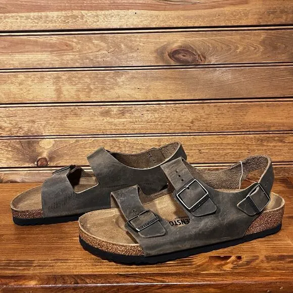 BIRKENSTOCK Men’s 10 Reg Fit Milano Faded Khaki Oiled Leather - 1019336 NIB