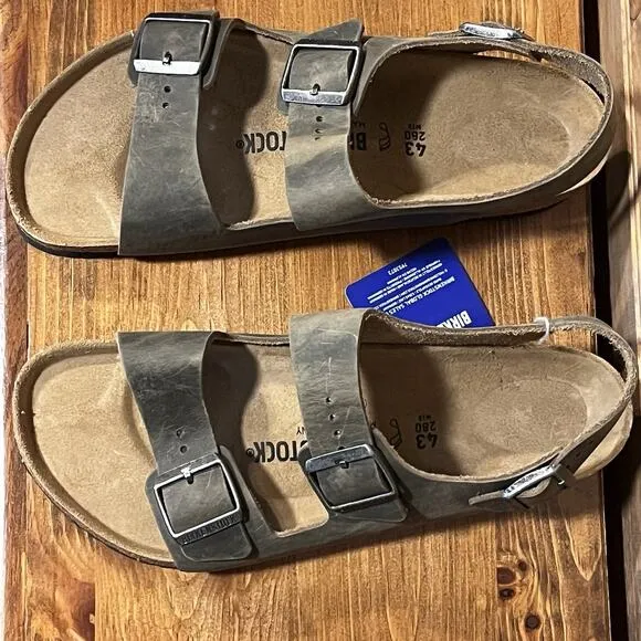 BIRKENSTOCK Men’s 10 Reg Fit Milano Faded Khaki Oiled Leather - 1019336 NIB
