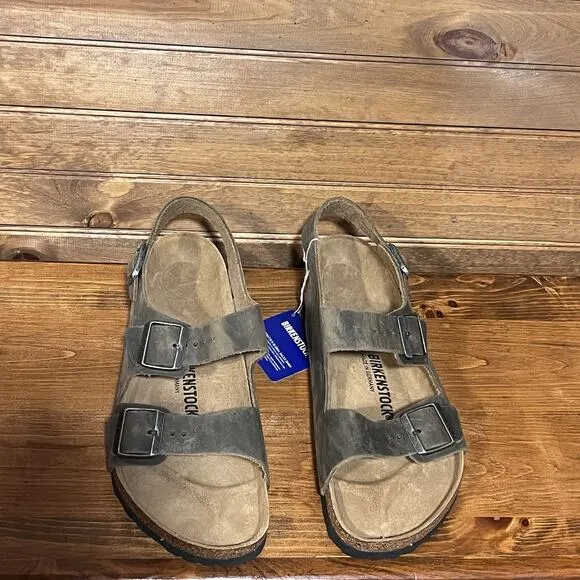 BIRKENSTOCK Men’s 10 Reg Fit Milano Faded Khaki Oiled Leather - 1019336 NIB