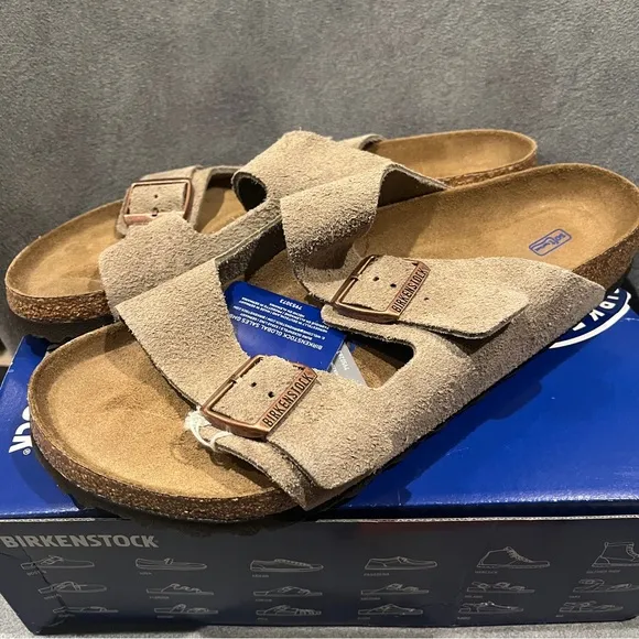 Birkenstock Men’s Sandal Arizona Suede Leather Soft Footbed Taupe Size 11US 44UK