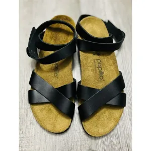 Birkenstock Papillio Lola Black Natural Leather Reg womens 7 sandals strap