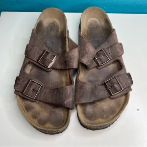 Birkenstock Arizona Sandals Brown leather Brown Leather Sandals with Buckles